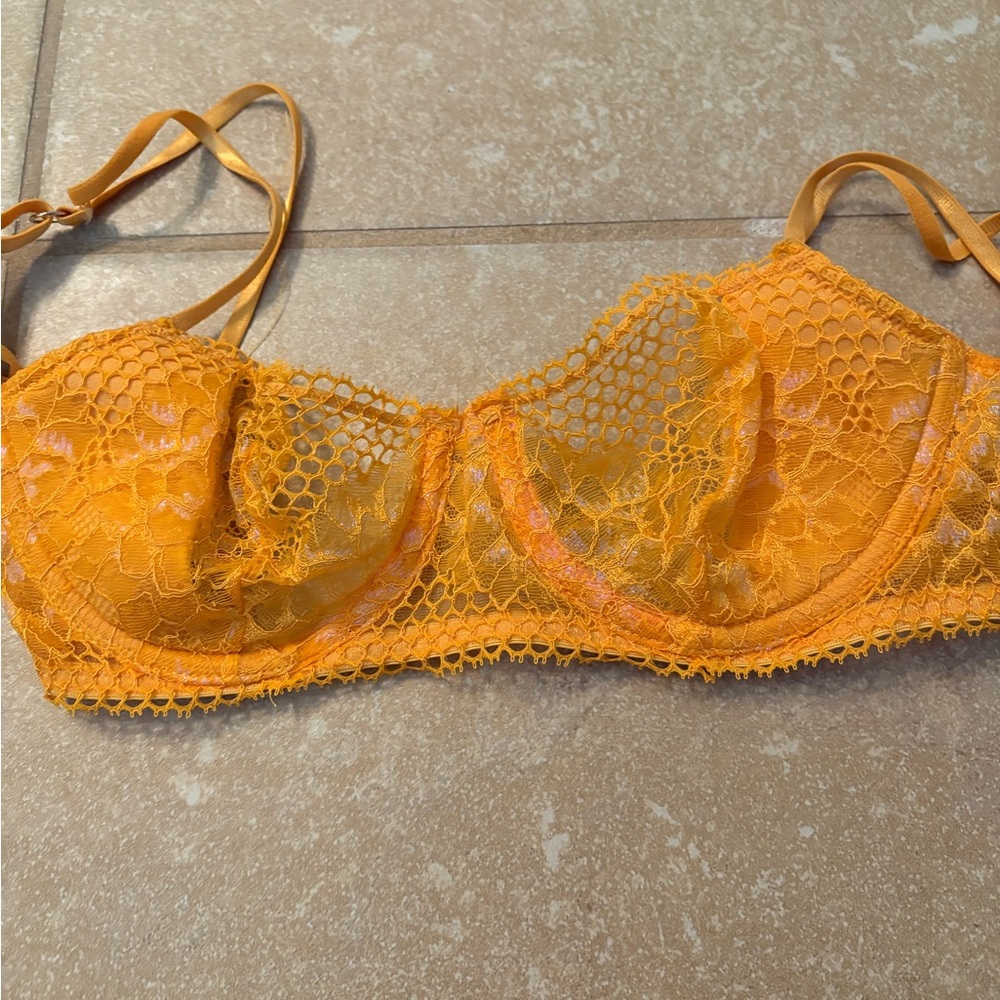 Adore Me Orange Lace Underwire Bra